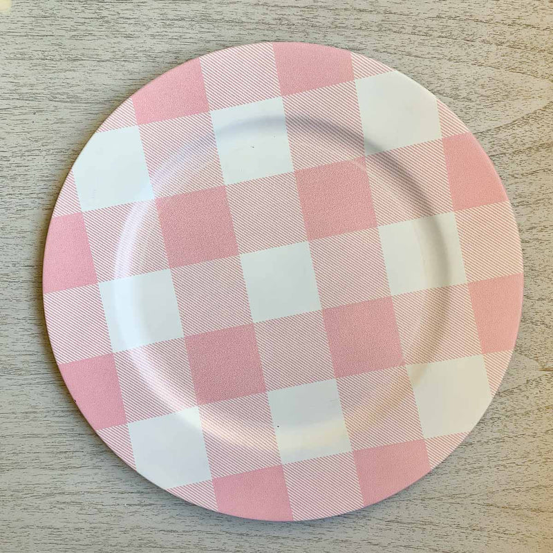 Pink Gingham Charger